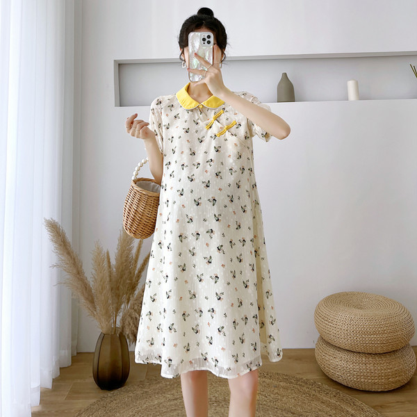 Rochie de vară cu imprimeu floral decupat de maternitate