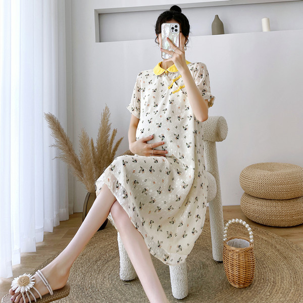 Rochie de vară cu imprimeu floral decupat de maternitate