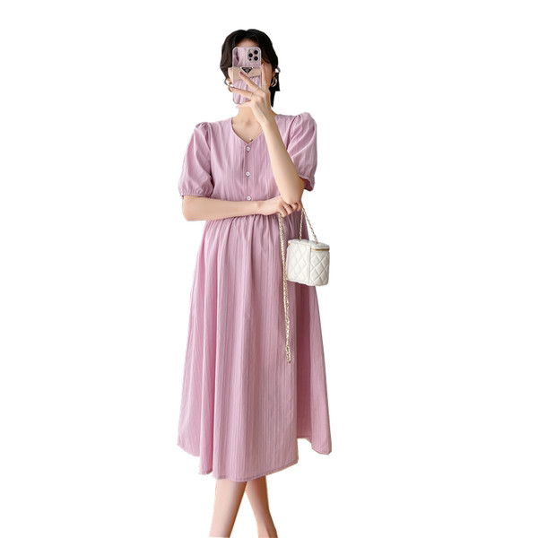 Лятна дамска рокля с шпиц деколте за бременни