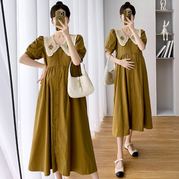 Suvine tikandi ja nööpkinnitusega rasedakleit