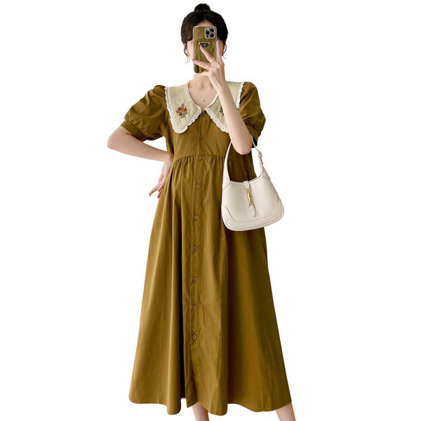 Suvine tikandi ja nööpkinnitusega rasedakleit