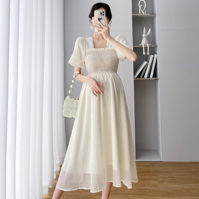 Μόδα Φόρεμα εγκυμοσύνης με τετράγωνη λαιμόκοψη