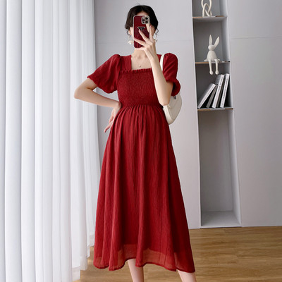 Μόδα Φόρεμα εγκυμοσύνης με τετράγωνη λαιμόκοψη