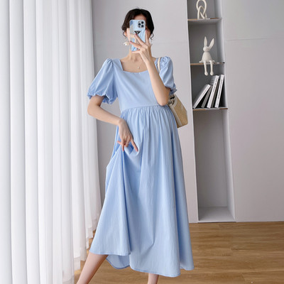 Καλοκαιρινό Cropped Puff Sleeve Φόρεμα εγκυμοσύνης