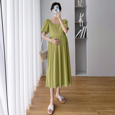 Καλοκαιρινό Cropped Puff Sleeve Φόρεμα εγκυμοσύνης