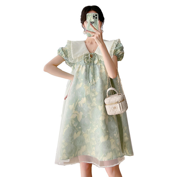 Ljetna haljina sa širokim ovratnikom i tilom za trudnice