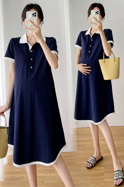 Разкроена лятна рокля с копчета и класическа яка