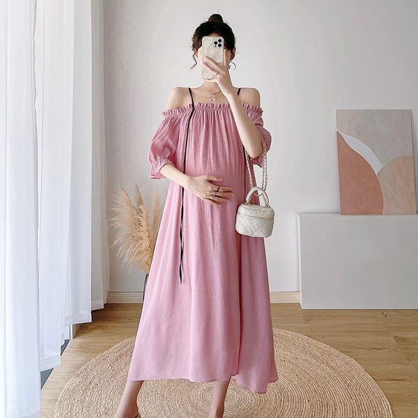 Sieviešu kleita grūtniecēm ar brīvu kaklu