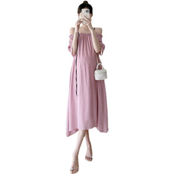 Sieviešu kleita grūtniecēm ar brīvu kaklu