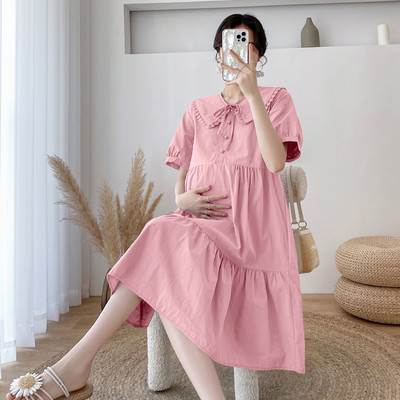 Φόρεμα εγκυμοσύνης με χαλαρή εφαρμογή με κουμπιά με γιακά