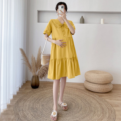 Φόρεμα εγκυμοσύνης με χαλαρή εφαρμογή με κουμπιά με γιακά