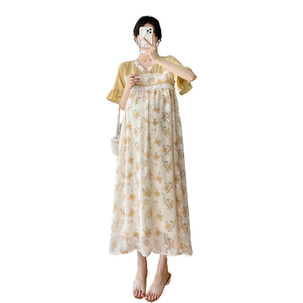 Sieviešu kleita grūtniecēm ar garām lotosa piedurknēm