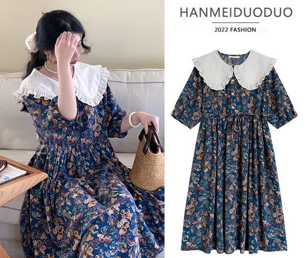 Sieviešu kleita ar ovālu kakla izgriezumu - piegriezuma modelis grūtniecēm