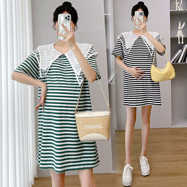 Sieviešu kleita grūtniecēm ar apaļu kakla izgriezumu