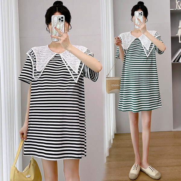 Sieviešu kleita grūtniecēm ar apaļu kakla izgriezumu