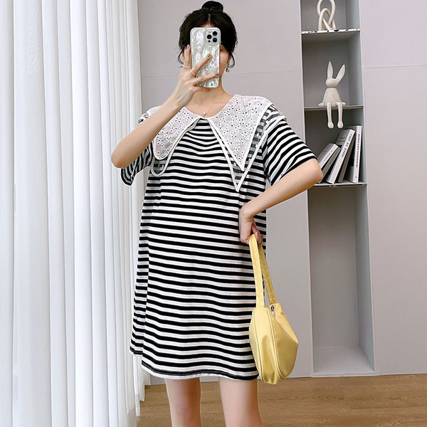 Sieviešu kleita grūtniecēm ar apaļu kakla izgriezumu