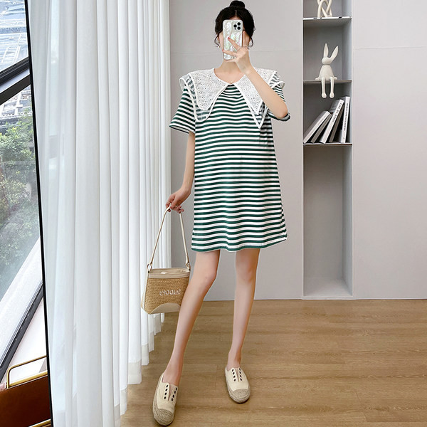 Sieviešu kleita grūtniecēm ar apaļu kakla izgriezumu