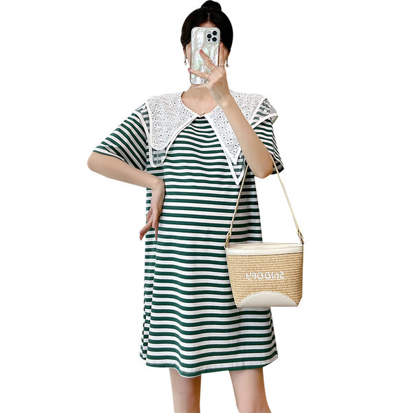 Sieviešu kleita grūtniecēm ar apaļu kakla izgriezumu