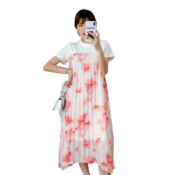 Ženska plisirana trudnička haljina ovalnog izreza