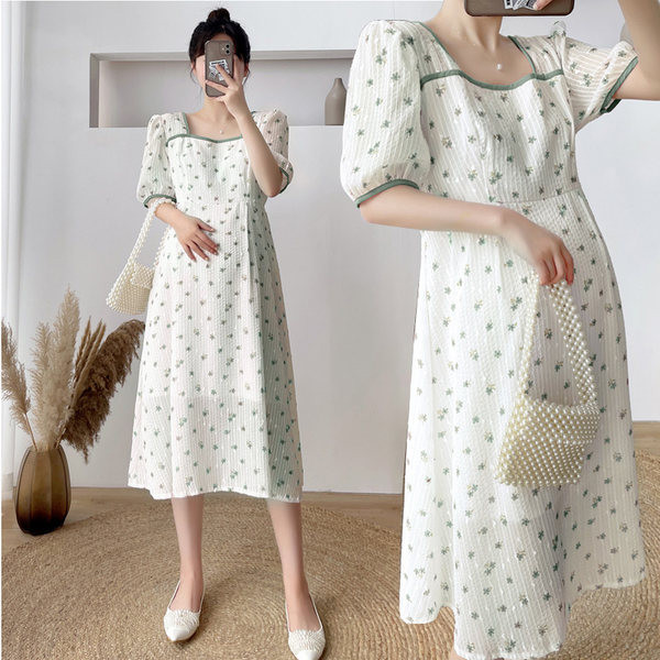 Modes sieviešu kleita grūtniecēm ar 3/4 piedurknēm