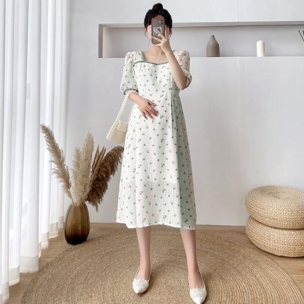 Modes sieviešu kleita grūtniecēm ar 3/4 piedurknēm