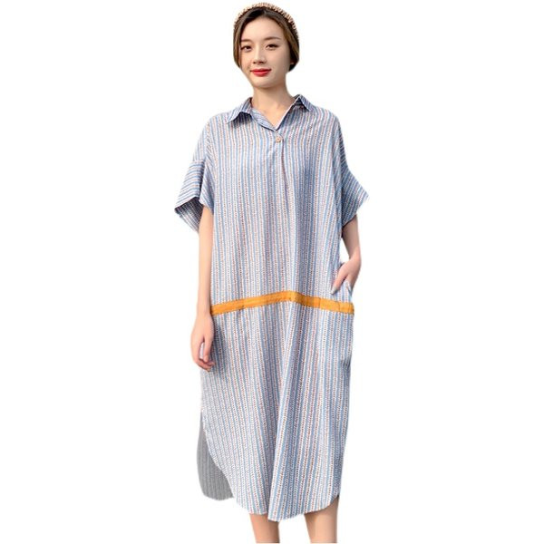Prugasta košulja haljina pogodna za trudnice
