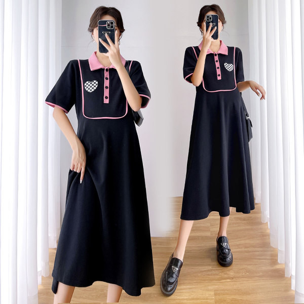 Grūtnieču ikdienas kleita ar īsām piedurknēm