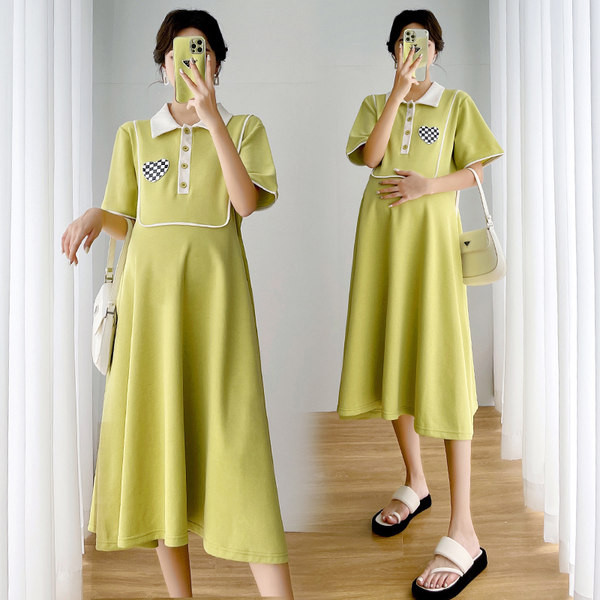 Grūtnieču ikdienas kleita ar īsām piedurknēm