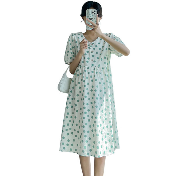 Ženska izrezana haljina za trudnice na točkice