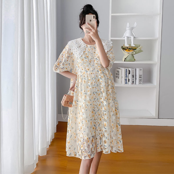 Vasaras kleita ar ziedu rakstu grūtniecēm