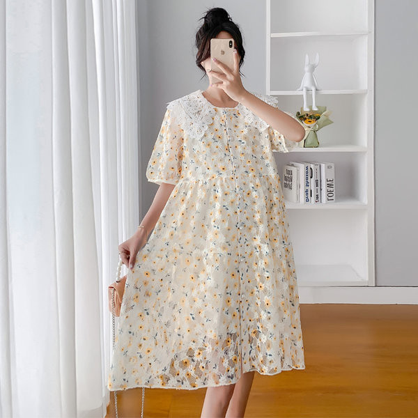 Vasaras kleita ar ziedu rakstu grūtniecēm