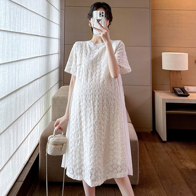 Φαρδύ φόρεμα εγκυμοσύνης με κοντά μανίκια