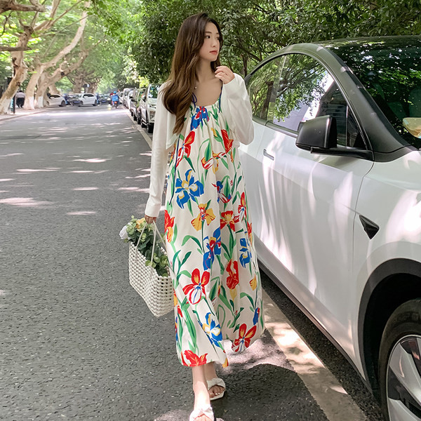 Rochie lungă de maternitate colorată pentru femei