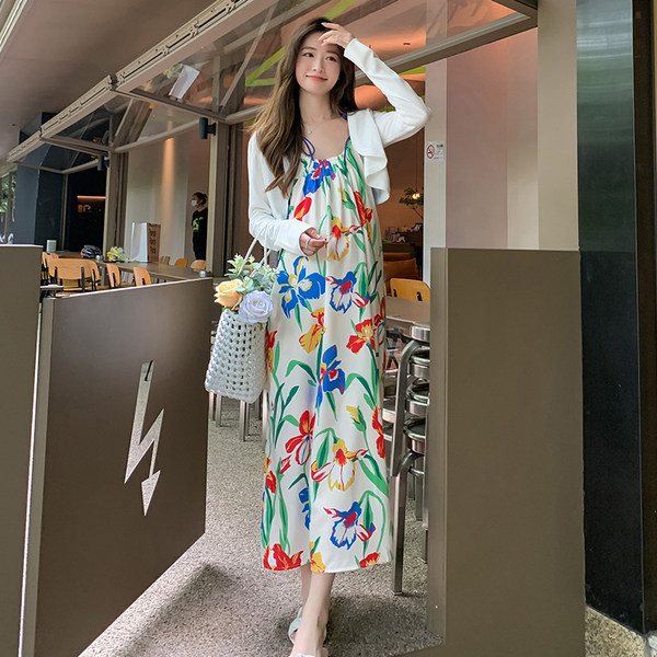 Rochie lungă de maternitate colorată pentru femei