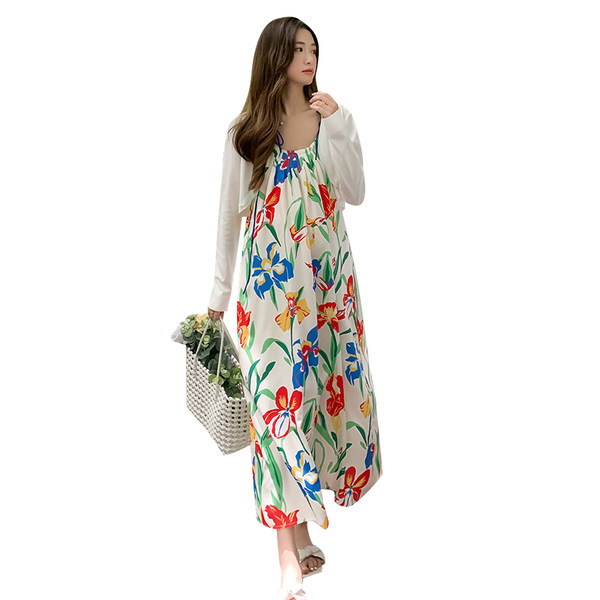 Rochie lungă de maternitate colorată pentru femei