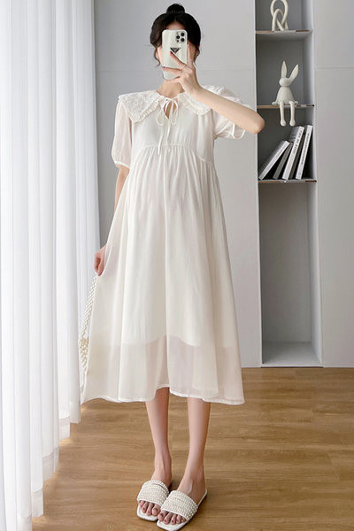 Sieviešu kleita no šifona piegriezuma raksta grūtniecēm