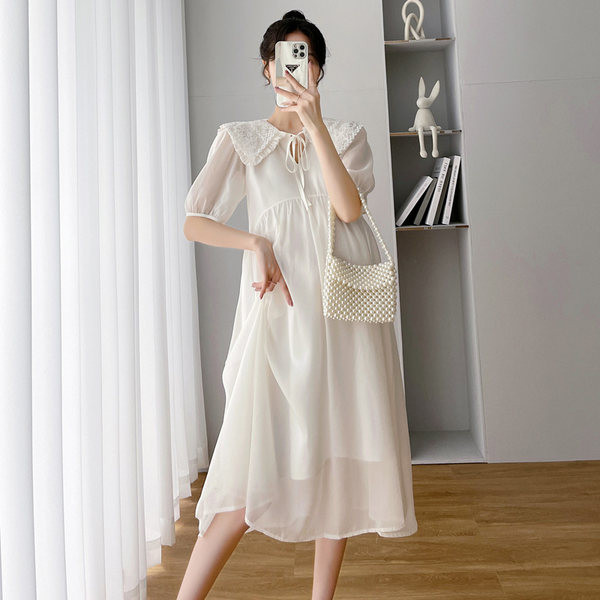 Sieviešu kleita no šifona piegriezuma raksta grūtniecēm