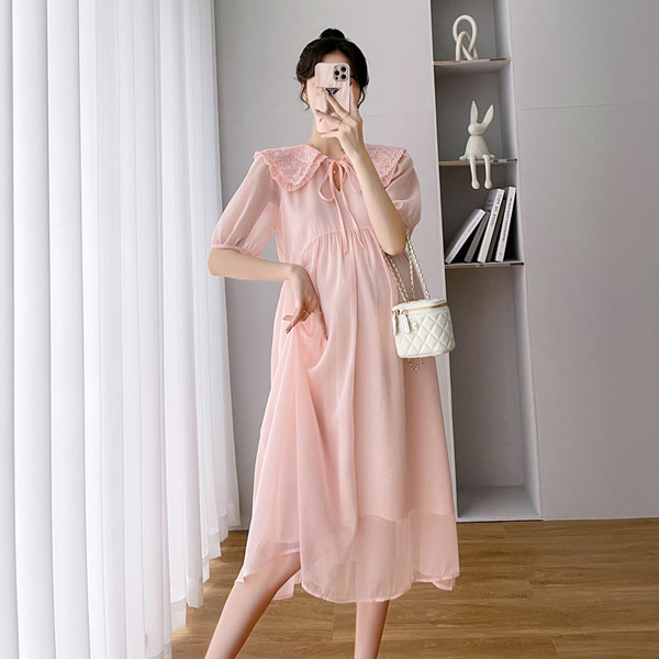 Sieviešu kleita no šifona piegriezuma raksta grūtniecēm