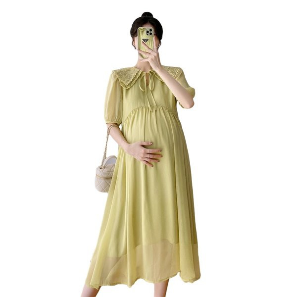 Sieviešu kleita no šifona piegriezuma raksta grūtniecēm