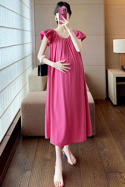 Ljetna ležerna haljina za trudnice srednje dužine