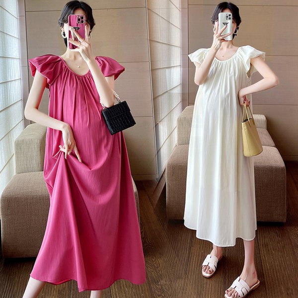 Ljetna ležerna haljina za trudnice srednje dužine