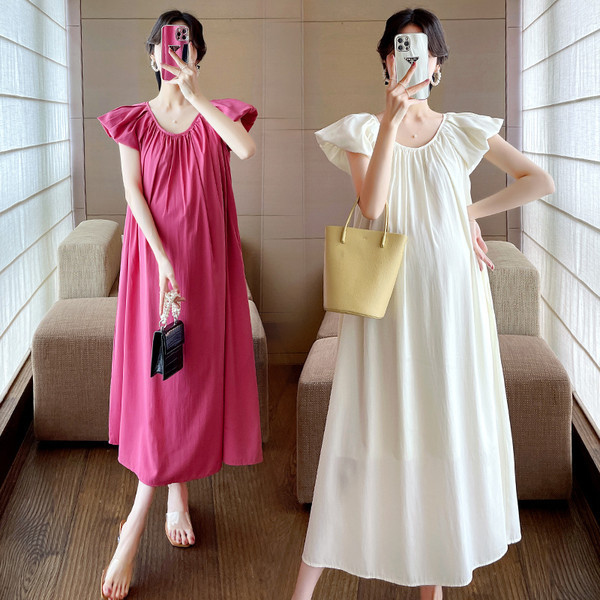 Ljetna ležerna haljina za trudnice srednje dužine