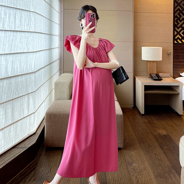 Ljetna ležerna haljina za trudnice srednje dužine