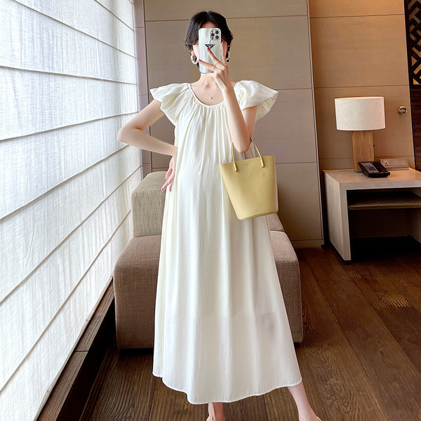 Ljetna ležerna haljina za trudnice srednje dužine