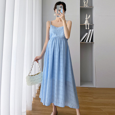 Καλοκαιρινό φόρεμα εγκυμοσύνης με λεπτές τιράντες