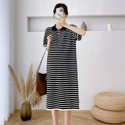 Καλοκαιρινό ίσιο ριγέ φόρεμα εγκυμοσύνης