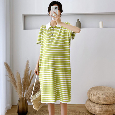 Καλοκαιρινό ίσιο ριγέ φόρεμα εγκυμοσύνης