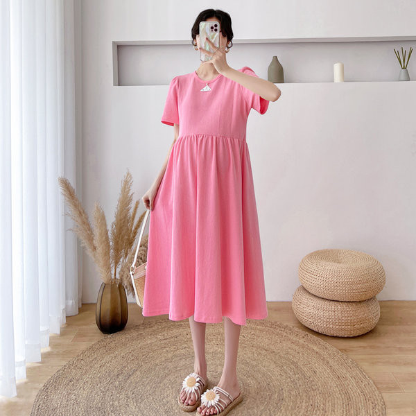 Šarena ženska trudnička haljina s ovalnim izrezom