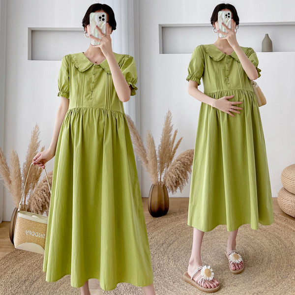 Izrezana haljina s volanima i gumbima pogodna za trudnice