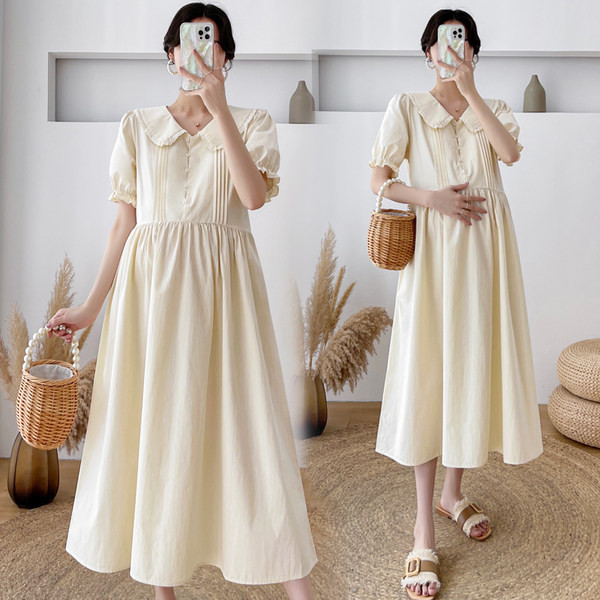 Izrezana haljina s volanima i gumbima pogodna za trudnice